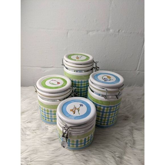 Vintage Disney Winnie The Pooh Latch Lid Canisters Set of 4 Pooh & His Friends C - Picture 2 of 9
